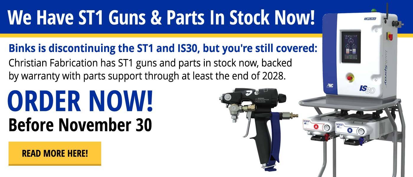 Binks is discontinuing the ST1 and IS30, but you're still covered: